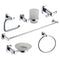 Modern Bathroom Accessories Complete Set | Chrome 6 Pieces | BA1100