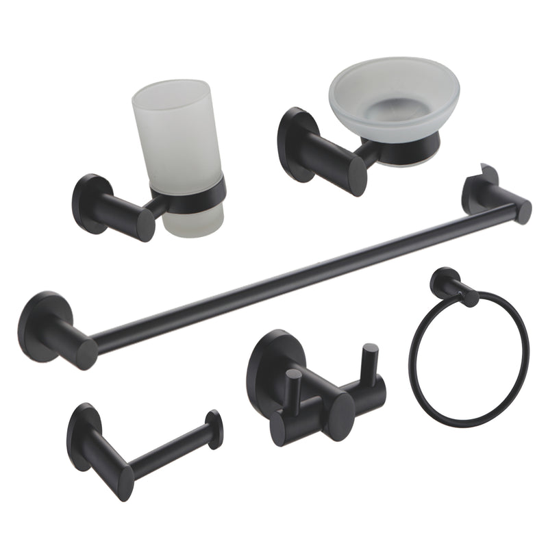 Modern Bathroom Accessories Set | BRASS with Black Finish | 6 Pieces | BA5200