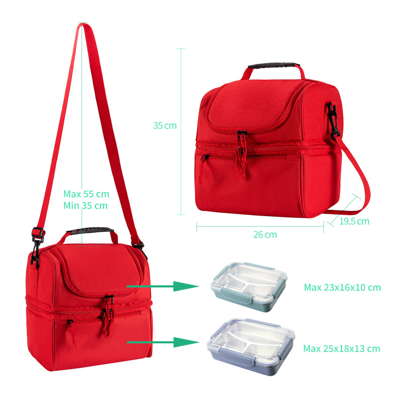 Dual Compartment Lunch Bag - 26x21x28cm