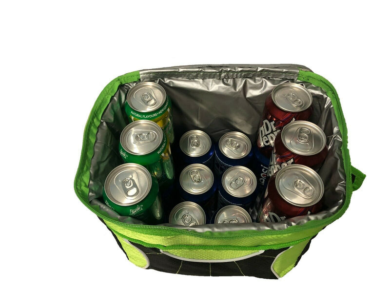 Picnic Bag Cool Bag Lunch Bag, 15 Litres, Insulated, Green & Black